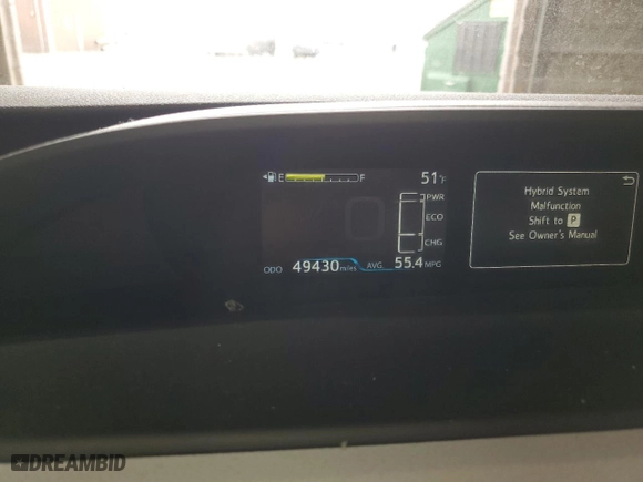 2019 Toyota Prius L Eco with VIN JTDKARFU9K3094322, listed as a Copart auction lot 48895445 with 49,430 mi miles and Salvage Title. Bid and sale history available at carsss.com. Image 9.