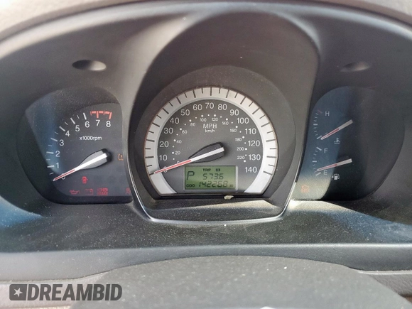 2007 Kia Spectra EX with VIN KNAFE122475378574, listed as a Copart auction lot 56921925 with 142,268 mi miles and Salvage title. Bid and sale history available at DreamBid. Image 9.