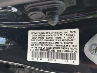 2013 Honda Civic EX with VIN 19XFB2F80DE253927, listed as a IAAI auction lot 41834659 with 177,558 mi miles and . Bid and sale history available at DreamBid. Image 9.
