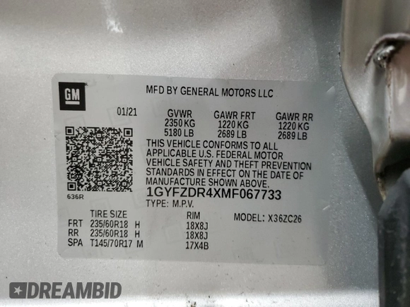 2021 Cadillac XT4 AWD Premium Luxury with VIN 1GYFZDR4XMF067733, listed as a Copart auction lot 47523055 with 109,727 mi miles and Salvage Title. Bid and sale history available at carsss.com. Image 13.