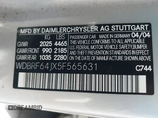 2005 Mercedes-Benz C 320 с VIN WDBRF64JX5F565631, выставлен на аукционе IAAI как лот 41416724 с пробегом 154 981 миль миль и . История ставок и продаж доступна на DreamBid. Изображение 9.