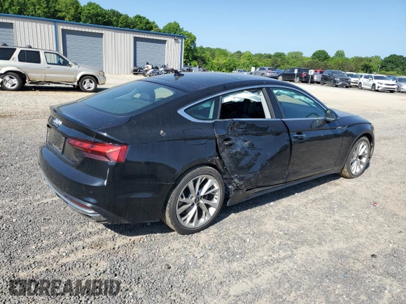 2022 Audi A5 Sportback Premium with VIN WAUABCF51NA032716, listed as a Copart auction lot 52808484 with 55,473 mi miles and Salvage Title. Bid and sale history available at carsss.com. Image 3.