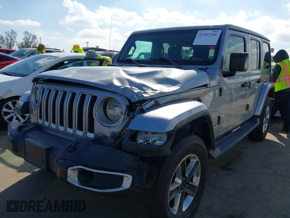 2020 Jeep Wrangler Unlimited Sahara with VIN 1C4HJXENXLW230207, listed as a IAAI auction lot 41507141 with 1 mi miles. Bid and sale history available at carsss.com. Image 16.