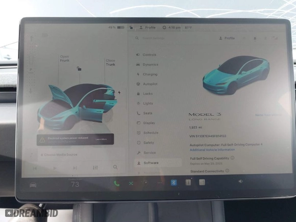 2025 Tesla Model 3 Long Range with VIN 5YJ3E1EA4SF914133, listed as a IAAI auction lot 41706994 with 1,932 mi miles. Bid and sale history available at carsss.com. Image 7.