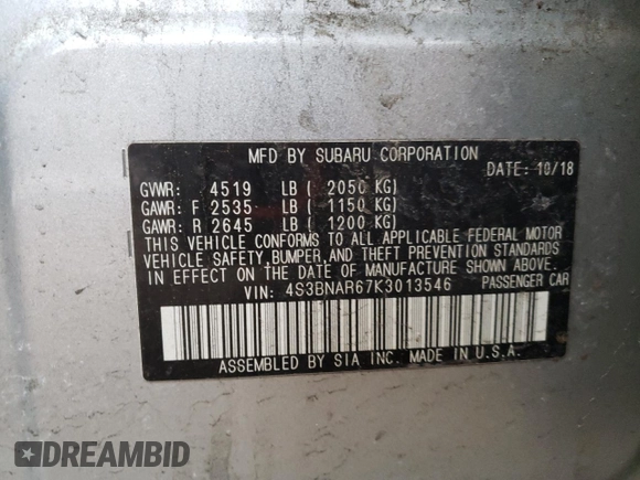 2019 Subaru Legacy Sport with VIN 4S3BNAR67K3013546, listed as a Copart auction lot 47782915 with 171,291 mi miles and Salvage Title. Bid and sale history available at carsss.com. Image 12.