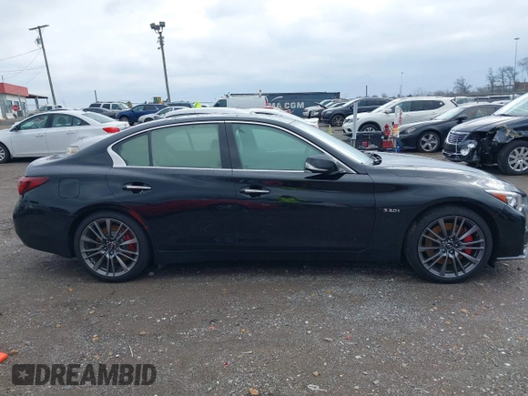2018 Infiniti Q50 RED SPORT 400 with VIN JN1FV7ARXJM481650, listed as a IAAI auction lot 41572515 with 75,957 mi miles. Bid and sale history available at carsss.com. Image 13.