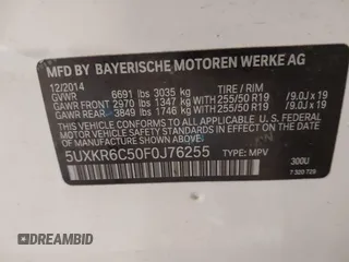 2015 BMW X5 xDrive50i z VIN 5UXKR6C50F0J76255, wystawiony jako IAAI lot #42104019 z przebiegiem 74 400 mil mil oraz . Historia ofert i sprzedaży dostępna na DreamBid. Obrazek 9.