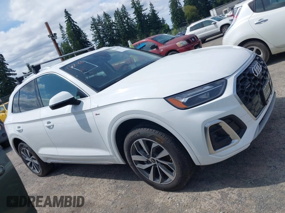 2022 Audi Q5 S line Premium Plus with VIN WA1EAAFY9N2112369, listed as a IAAI auction lot 42604571 with 58,303 mi miles and . Bid and sale history available at DreamBid. Image 13.