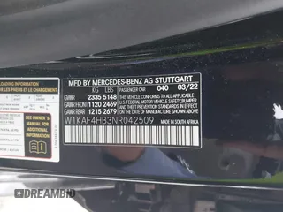2022 Mercedes-Benz C 300 with VIN W1KAF4HB3NR042509, listed as a IAAI auction lot 41545611 with 24,121 mi miles and . Bid and sale history available at DreamBid. Image 9.