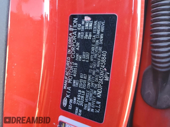 2017 Kia Soul + with VIN KNDJP3A5XH7458840, listed as a Copart auction lot 47690695 with 94,499 mi miles and Clean Title. Bid and sale history available at carsss.com. Image 12.