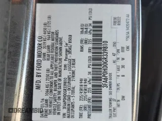 2016 Ford Fusion SE with VIN 3FA6P0HD0GR339810, listed as a Copart auction lot 51187865 with 60,254 mi miles and Salvage Title. Bid and sale history available at DreamBid. Image 12.