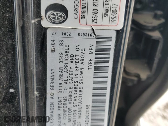 2004 Volkswagen Touareg z VIN WVGBC77LX4D062055, wystawiony jako Copart lot #45960445 z przebiegiem 201 819 mil mil oraz Szkoda całkowita • Salvage title. Historia ofert i sprzedaży dostępna na DreamBid. Obrazek 14.