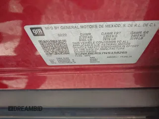 2022 Chevrolet Blazer RS z VIN 3GNKBERS7NS158265, wystawiony jako IAAI lot #42033744 z przebiegiem 60 893 mil mil oraz . Historia ofert i sprzedaży dostępna na DreamBid. Obrazek 9.
