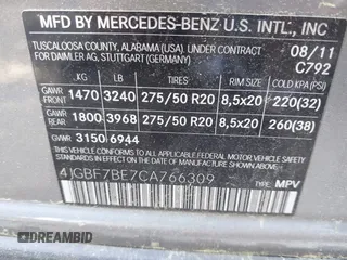 2012 Mercedes-Benz GL-Class GL 450 with VIN 4JGBF7BE7CA766309, listed as a IAAI auction lot 42209335 with 175,470 mi miles. Bid and sale history available at carsss.com. Image 9.