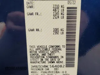 2022 Nissan LEAF SV Plus with VIN 1N4BZ1CV8NC564082, listed as a Copart auction lot 49554945 with 15,394 mi miles and Salvage title. Bid and sale history available at DreamBid. Image 12.