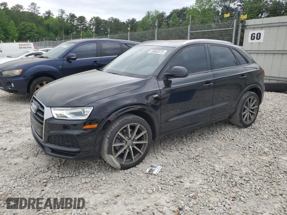2018 Audi Q3 Premium with VIN WA1BCCFS3JR016128, listed as a Copart auction lot 53683375 with 71,172 mi miles and Salvage title. Bid and sale history available at DreamBid. Image 1.