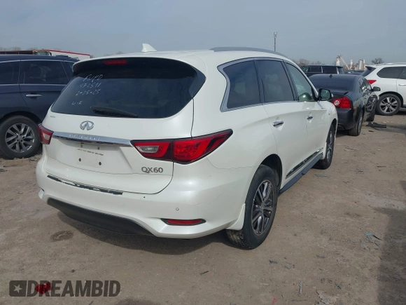 2017 Infiniti QX60 with VIN 5N1DL0MM7HC552378, listed as a IAAI auction lot 41735550 with 113,578 mi miles and . Bid and sale history available at DreamBid. Image 4.
