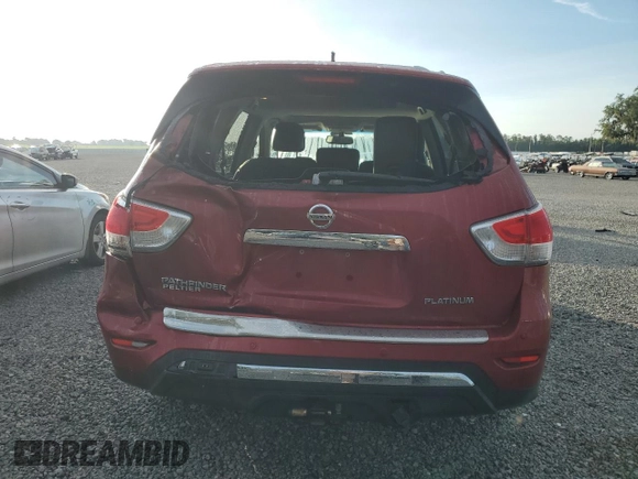 2015 Nissan Pathfinder Platinum with VIN 5N1AR2MN2FC697024, listed as a Copart auction lot 61791855 with 93,366 mi miles and Salvage title. Bid and sale history available at DreamBid. Image 6.