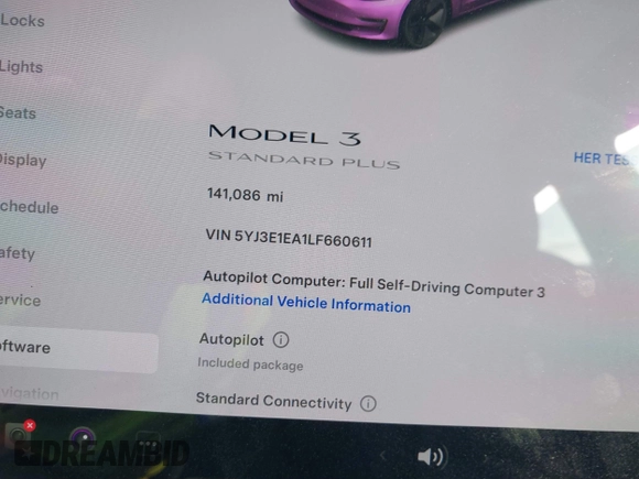 2020 Tesla Model 3 Standard Range Plus z VIN 5YJ3E1EA1LF660611, wystawiony jako IAAI lot #41856495 z przebiegiem 141 086 mil mil oraz . Historia ofert i sprzedaży dostępna na DreamBid. Obrazek 14.