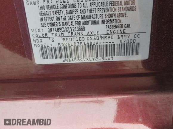 2020 Nissan Sentra SV with VIN 3N1AB8CVXLY243669, listed as a Copart auction lot 53993885 with 76,084 mi miles and Salvage Title. Bid and sale history available at DreamBid. Image 13.
