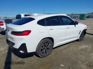 2024 BMW X4 M40i with VIN 5UX43DT00R9W43645, listed as a IAAI auction lot 41578936 with 11,028 mi miles. Bid and sale history available at carsss.com. Image 4.