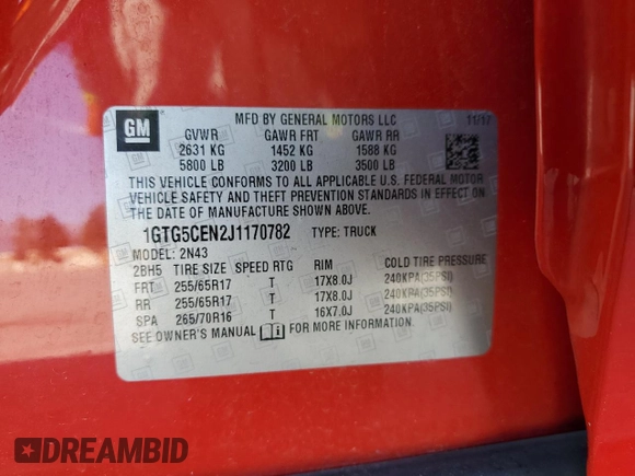2018 GMC Canyon 2WD SLE with VIN 1GTG5CEN2J1170782, listed as a Copart auction lot 51964655 with 91,443 mi miles and Salvage Title. Bid and sale history available at carsss.com. Image 15.