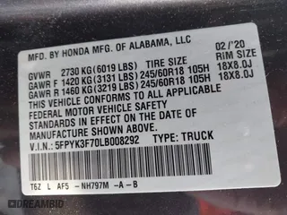 2020 Honda Ridgeline RTL-E with VIN 5FPYK3F70LB008292, listed as a IAAI auction lot 41357744 with 81,961 mi miles. Bid and sale history available at carsss.com. Image 9.