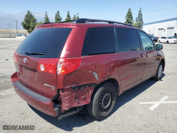 2007 Toyota Sienna CE with VIN 5TDZK23C57S010971, listed as a Copart auction lot 52807715 with 162,362 mi miles and Salvage Title. Bid and sale history available at carsss.com. Image 3.