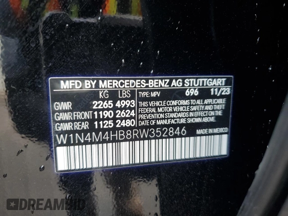 2024 Mercedes-Benz GLB 250 с VIN W1N4M4HB8RW352846, выставлен на аукционе Copart как лот 46858535 с пробегом 15 488 миль миль и Чистый • Clean title. История ставок и продаж доступна на DreamBid. Изображение 14.