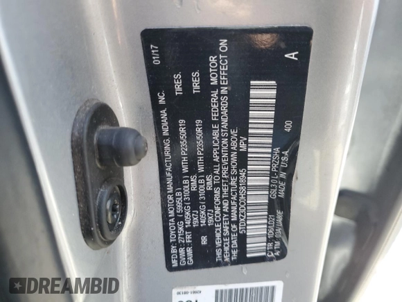 2017 Toyota Sienna SE with VIN 5TDXZ3DC0HS818945, listed as a Copart auction lot 49967775 with 103,571 mi miles and Salvage Title. Bid and sale history available at carsss.com. Image 13.