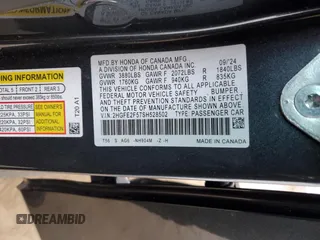 2025 Honda Civic Sedan Sport with VIN 2HGFE2F57SH528502, listed as a Copart auction lot 46727635 with 4,282 mi miles and Salvage Title. Bid and sale history available at carsss.com. Image 14.