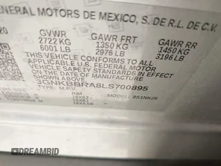 2020 Chevrolet Blazer LT with VIN 3GNKBBRA8LS700895, listed as a IAAI auction lot 42379056 with 61,800 mi miles and . Bid and sale history available at DreamBid. Image 9.