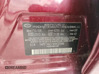 2009 Hyundai Sonata GLS z VIN 5NPET46C19H432599, wystawiony jako Copart lot #58345025 z przebiegiem 134 628 mil mil oraz Szkoda całkowita • Salvage title. Historia ofert i sprzedaży dostępna na DreamBid. Obrazek 12.