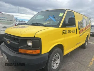 2014 Chevrolet Express Cargo Van with VIN 1GCWGFCA1E1127953, listed as a IAAI auction lot 42191149 with 160,364 mi miles. Bid and sale history available at carsss.com. Image 1.