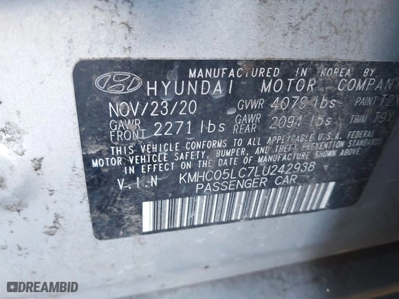 2020 Hyundai Ioniq Hybrid Limited with VIN KMHC05LC7LU242938, listed as a IAAI auction lot 40968871 with 104,433 mi miles. Bid and sale history available at carsss.com. Image 9.