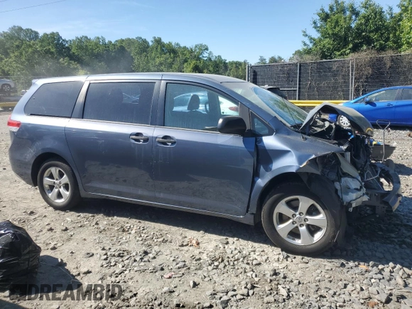 2013 Toyota Sienna L with VIN 5TDZK3DC7DS381775, listed as a Copart auction lot 57252145 with 221,160 mi miles and Salvage title. Bid and sale history available at DreamBid. Image 4.