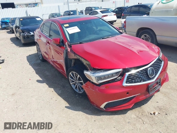 2020 Acura TLX w/Technology Pkg with VIN 19UUB1F55LA015601, listed as a IAAI auction lot 42044832 with 51,442 mi miles. Bid and sale history available at carsss.com. Image 1.