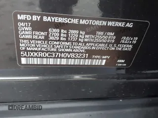 2017 BMW X5 xDrive35i with VIN 5UXKR0C37H0V83231, listed as a IAAI auction lot 41132304 with 1 mi miles. Bid and sale history available at carsss.com. Image 9.