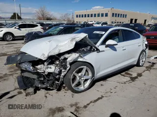 2019 Audi A5 Sportback Premium Plus with VIN WAUENCF50KA047566, listed as a Copart auction lot 46373995 with 81,131 mi miles and Salvage Title. Bid and sale history available at carsss.com. Image 1.