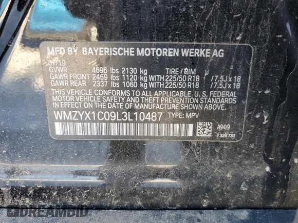 2020 MINI Countryman Cooper S with VIN WMZYX1C09L3L10487, listed as a Copart auction lot 48133965 with 87,409 mi miles and Salvage title. Bid and sale history available at DreamBid. Image 14.