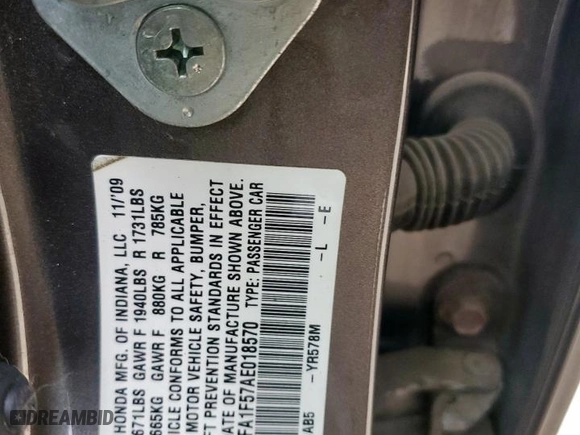 2010 Honda Civic Sdn LX with VIN 19XFA1F57AE018570, listed as a Copart auction lot 51152525 with 150,821 mi miles and Salvage Title. Bid and sale history available at carsss.com. Image 12.
