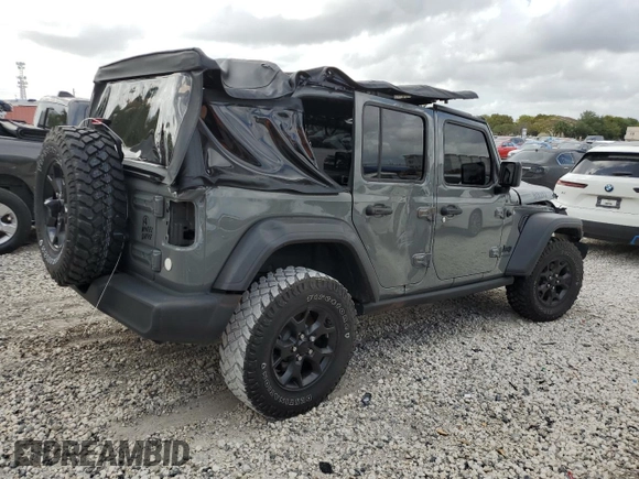 2021 Jeep Wrangler Unlimited Willys with VIN 1C4HJXDM6MW628041, listed as a Copart auction lot 51366415 with 22,697 mi miles and Salvage title. Bid and sale history available at DreamBid. Image 3.