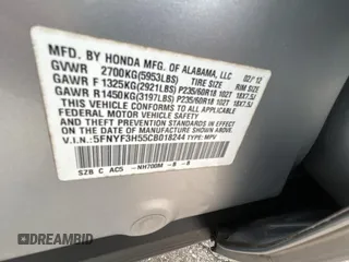 2012 Honda Pilot EX-L with VIN 5FNYF3H55CB018244, listed as a Copart auction lot 52822155 with 184,603 mi miles and Clean Title. Bid and sale history available at DreamBid. Image 10.