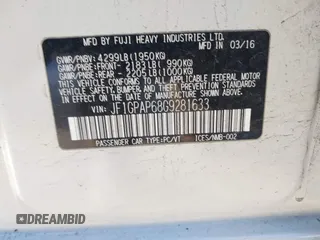 2016 Subaru Impreza Special Sports Premium with VIN JF1GPAP68G9281633, listed as a IAAI auction lot 41315086 with 100,616 mi miles and . Bid and sale history available at DreamBid. Image 9.