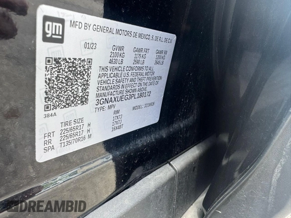 2023 Chevrolet Equinox LT with VIN 3GNAXUEG3PL180172, listed as a Copart auction lot 64164325 with 92,847 mi miles and Clean title. Bid and sale history available at DreamBid. Image 10.