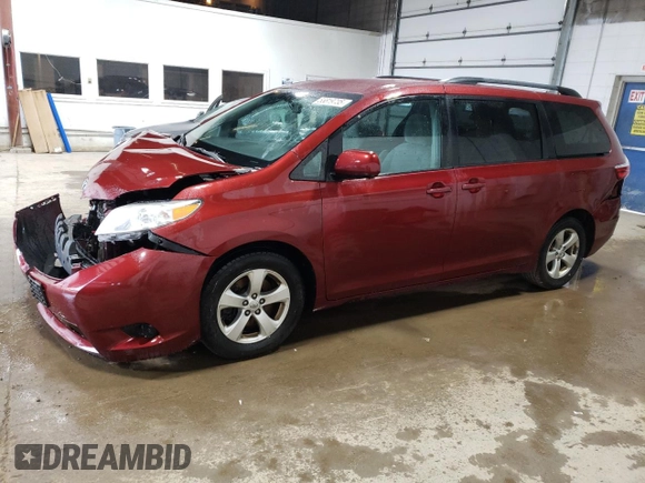 2016 Toyota Sienna LE AAS with VIN 5TDKK3DC3GS691752, listed as a Copart auction lot 55819735 with 247,385 mi miles and Clean Title. Bid and sale history available at DreamBid. Image 1.