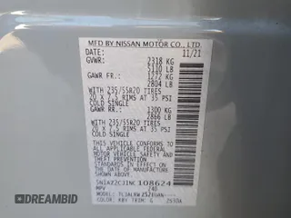 2022 Nissan Murano SL with VIN 5N1AZ2CJ1NC108624, listed as a Copart auction lot 42530305 with 29,733 mi miles and Salvage Title. Bid and sale history available at carsss.com. Image 13.