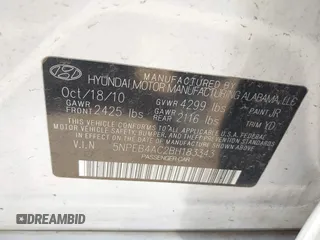 2011 Hyundai Sonata GLS with VIN 5NPEB4AC2BH183343, listed as a IAAI auction lot 41986671 with 251,471 mi miles and . Bid and sale history available at carsss.com. Image 9.