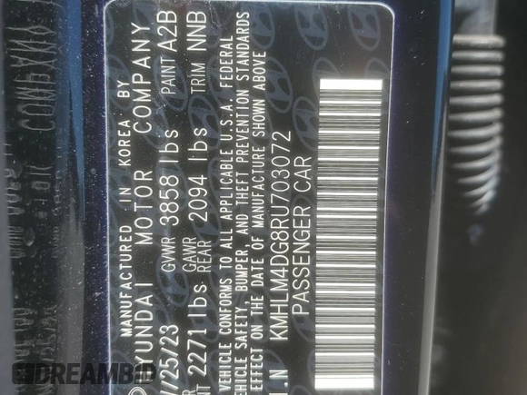 2024 Hyundai Elantra SEL with VIN KMHLM4DG8RU703072, listed as a Copart auction lot 48698685 with 29,827 mi miles and Salvage Title. Bid and sale history available at carsss.com. Image 12.
