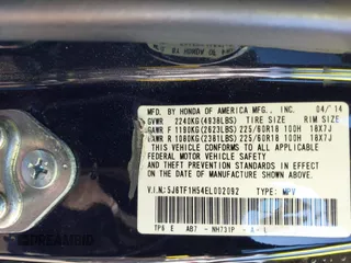 2014 Honda Crosstour EX-L with VIN 5J6TF1H54EL002092, listed as a IAAI auction lot 41844233 with 153,721 mi miles. Bid and sale history available at carsss.com. Image 9.